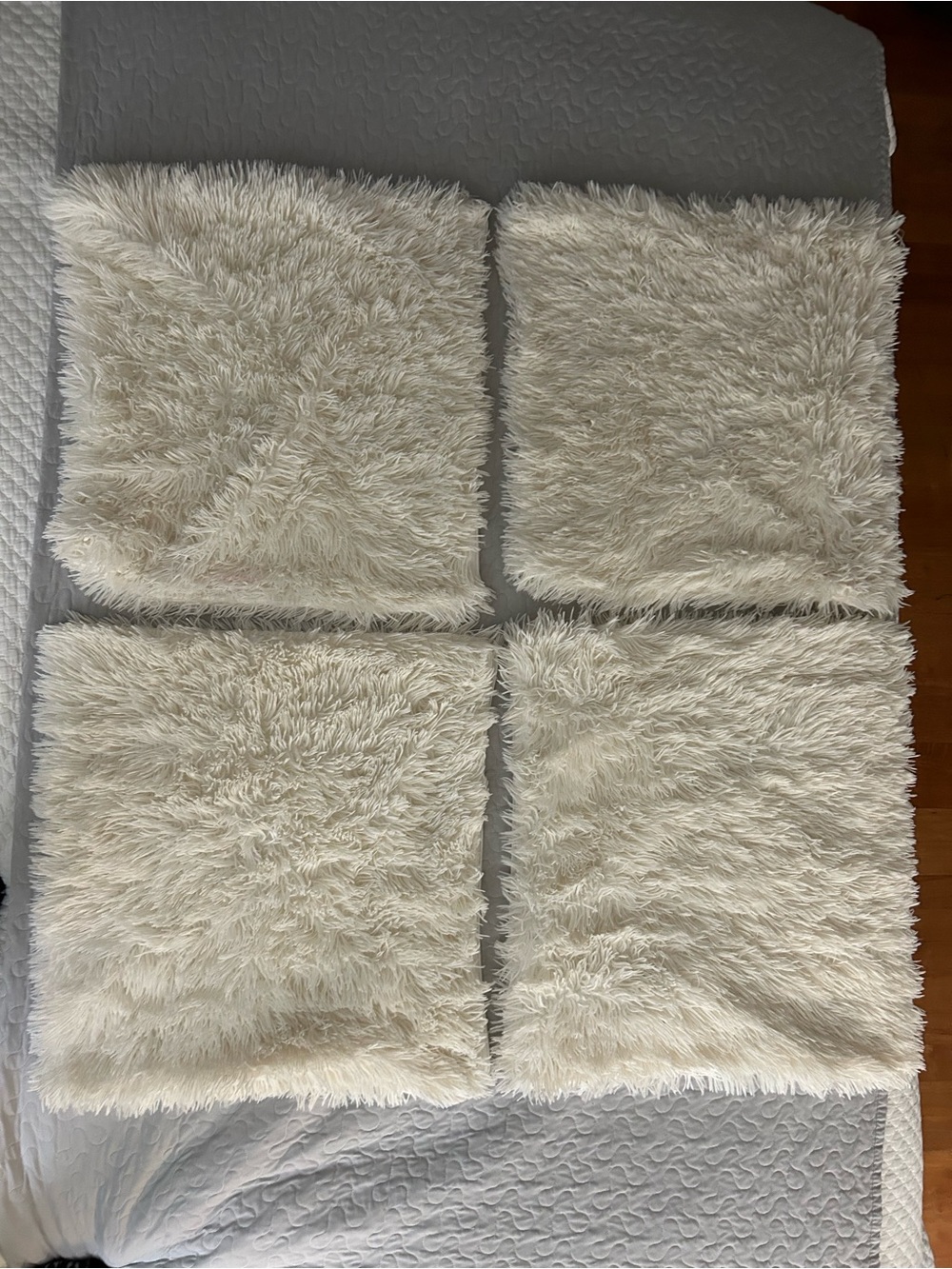 Plush Ivory Faux Fur Throw Pillow Covers - Set of 4 20x20